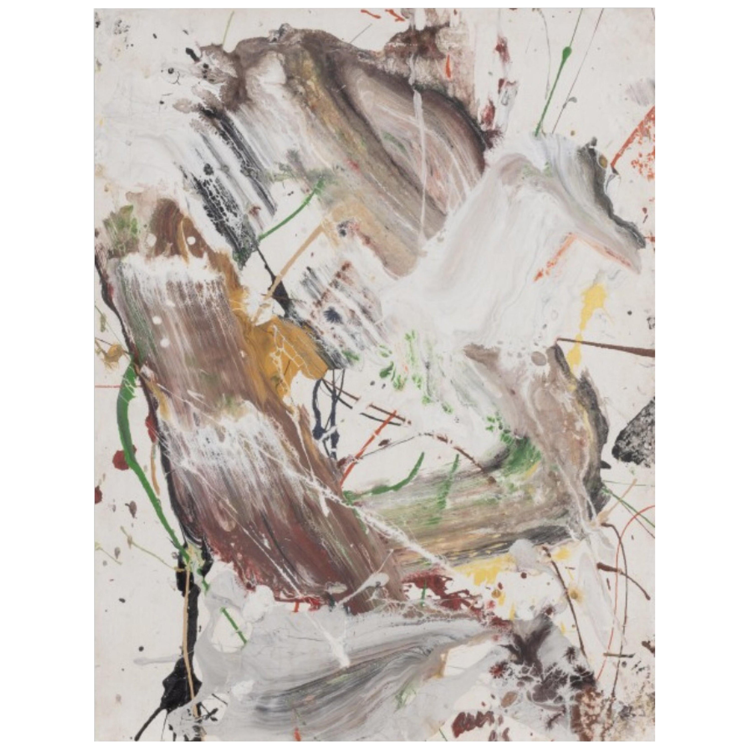 Composition abstraite contemporaine d'éclaboussures de peinture et de coups de pinceau colorés