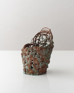 Contemporary Abstract Copper Patina Wire Vessel by Kim Mesches