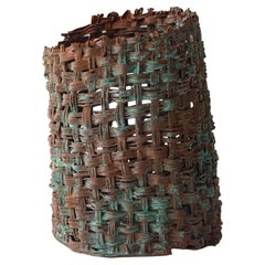Contemporary Abstract Copper Patina Wire Vessel by Kim Mesches