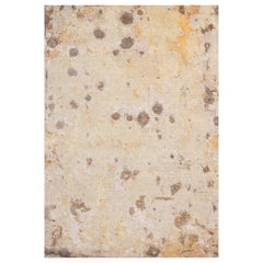 Contemporary Abstract Cream, Gold and Grey Wool and Silk Rug