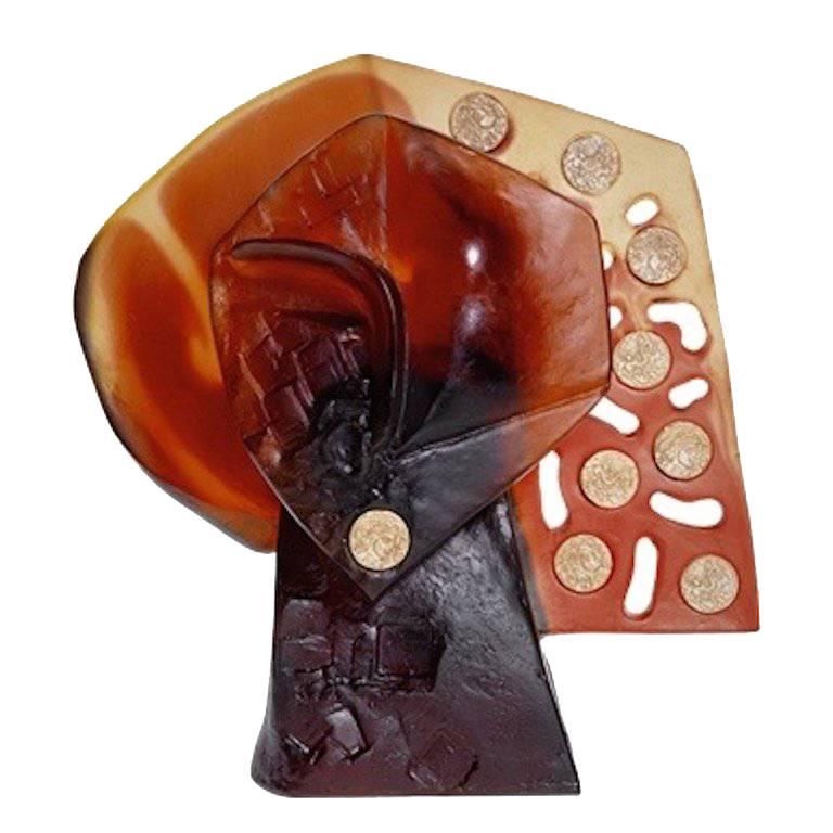 Glass Sculpture Abstract Cubist "Cresus", by Mariza Jonath for Daum, in stock
