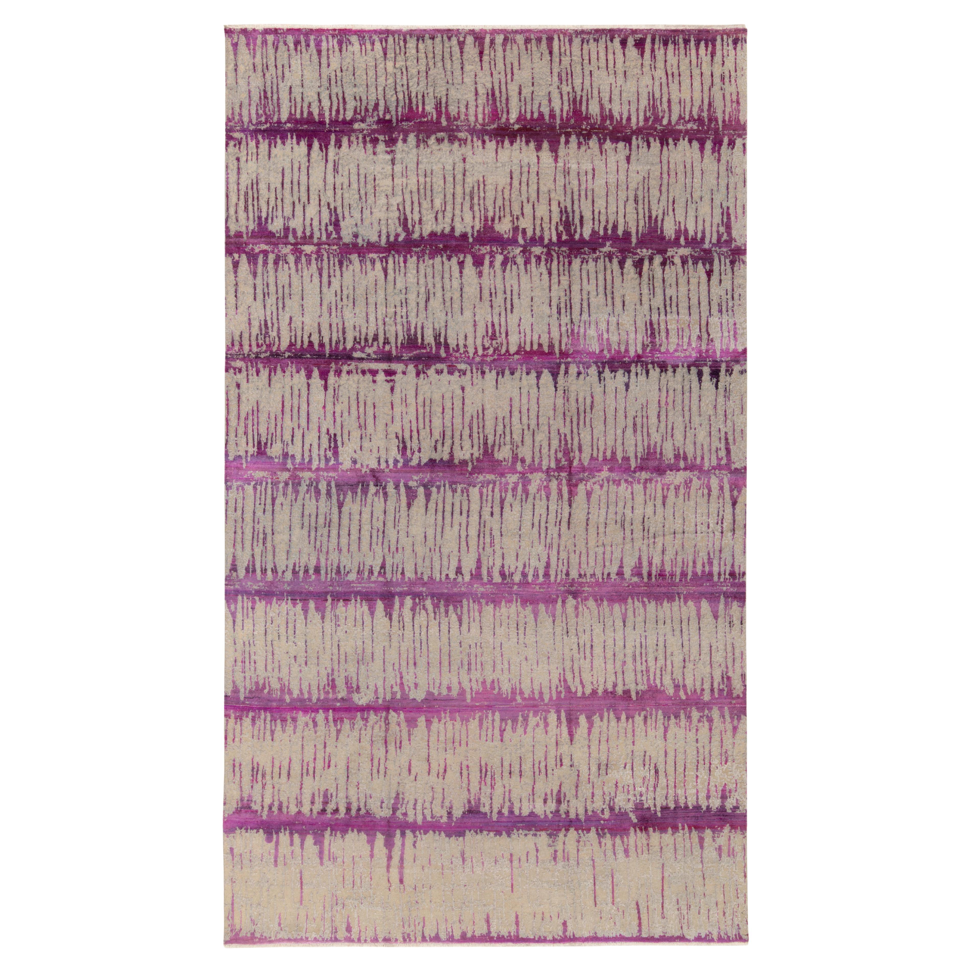 Rug & Kilim's Contemporary Abstract Custom Rug in Pink, Beige Abstract Pattern For Sale