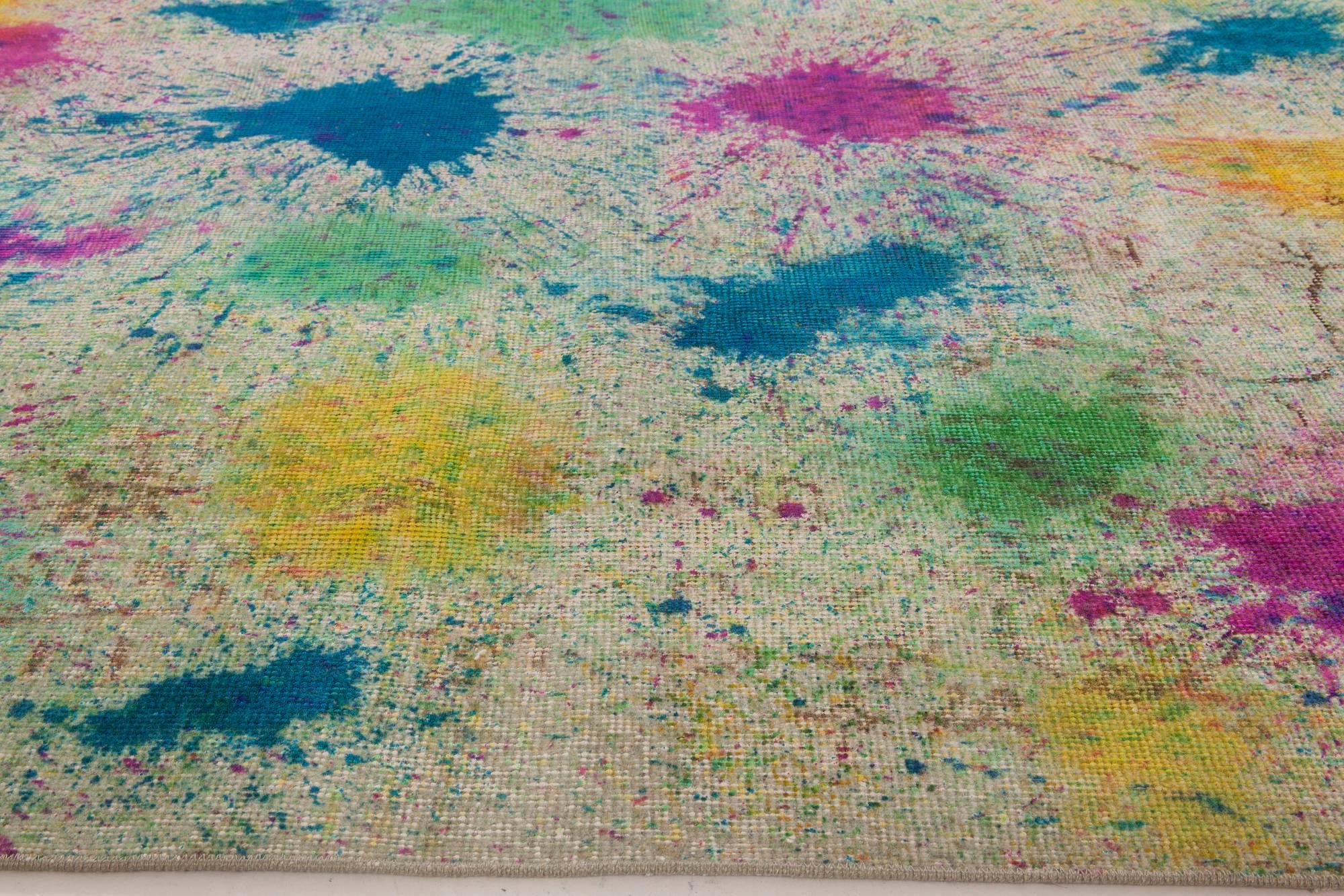 Turc Tapis en laine abstrait contemporain Daliesque fait à la main par Doris Leslie Blau en vente