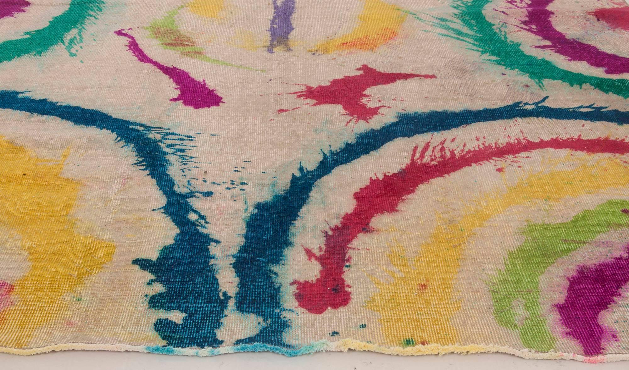 Turc Tapis en laine abstrait contemporain Daliesque fait à la main par Doris Leslie Blau en vente