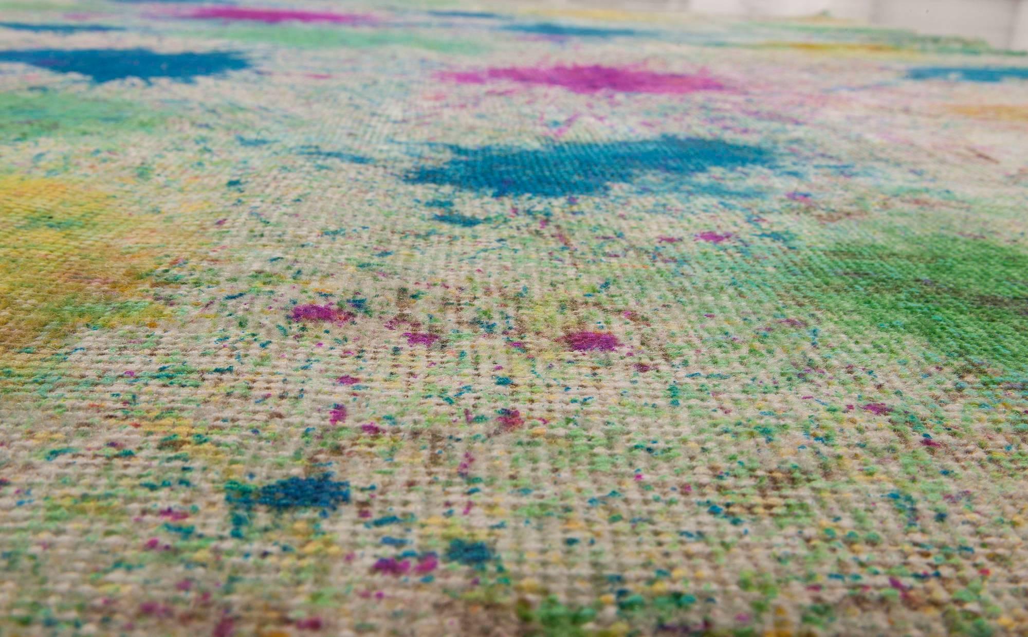 Noué à la main Tapis en laine abstrait contemporain Daliesque fait à la main par Doris Leslie Blau en vente