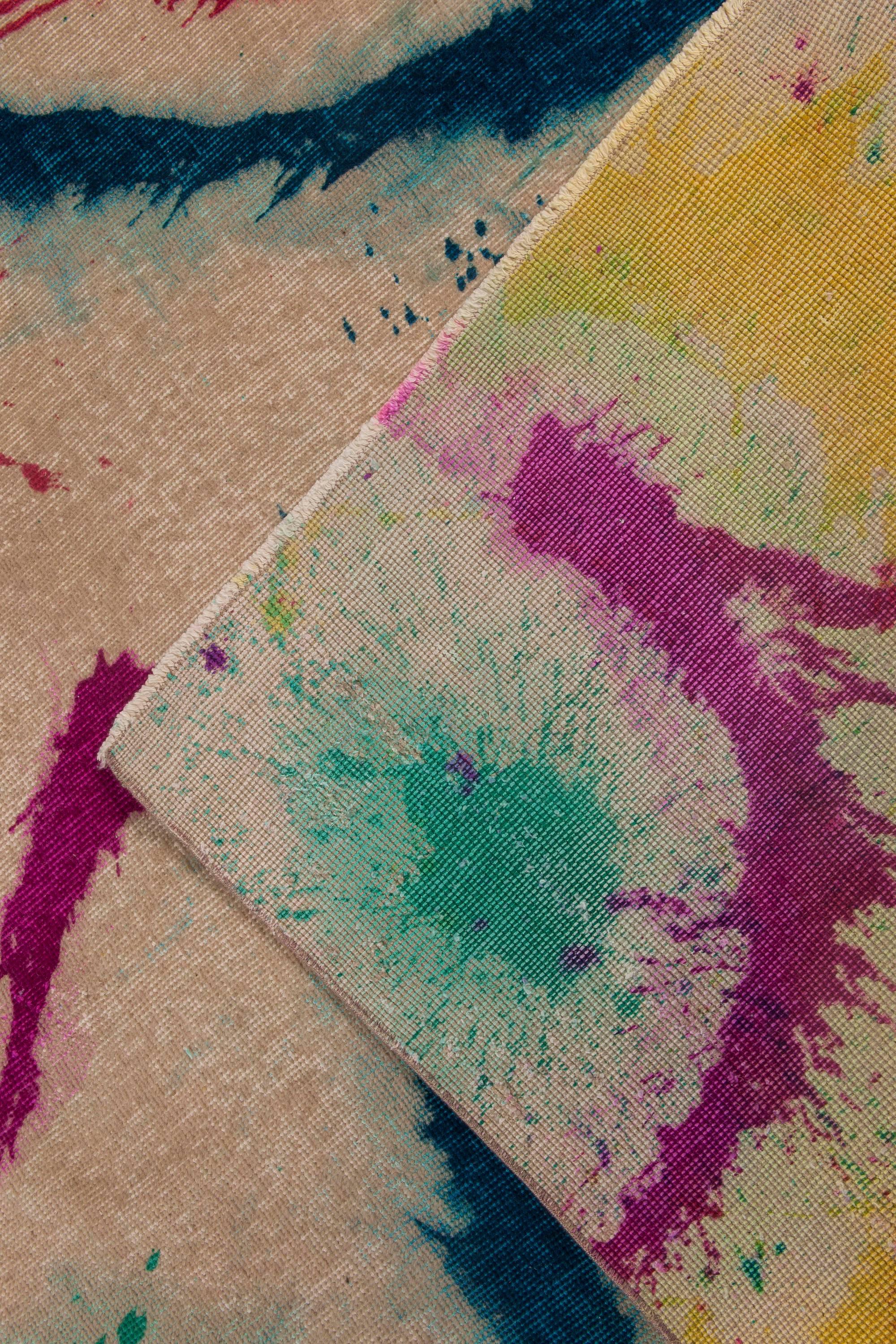 Laine Tapis en laine abstrait contemporain Daliesque fait à la main par Doris Leslie Blau en vente