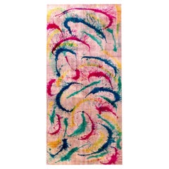 Tapis en laine abstrait contemporain Daliesque fait à la main par Doris Leslie Blau