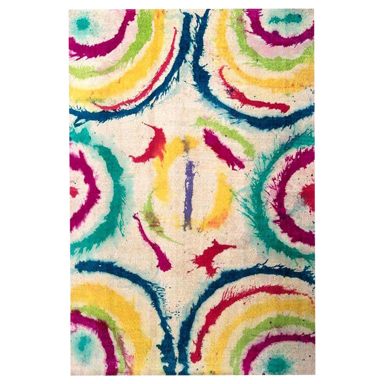 Tapis en laine abstrait contemporain Daliesque fait à la main par Doris Leslie Blau en vente