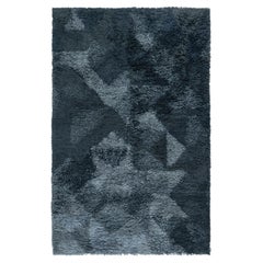 Contemporary Abstract Dark Gray Hand-Knotted Carpet "Shag" by Doris Leslie Blau