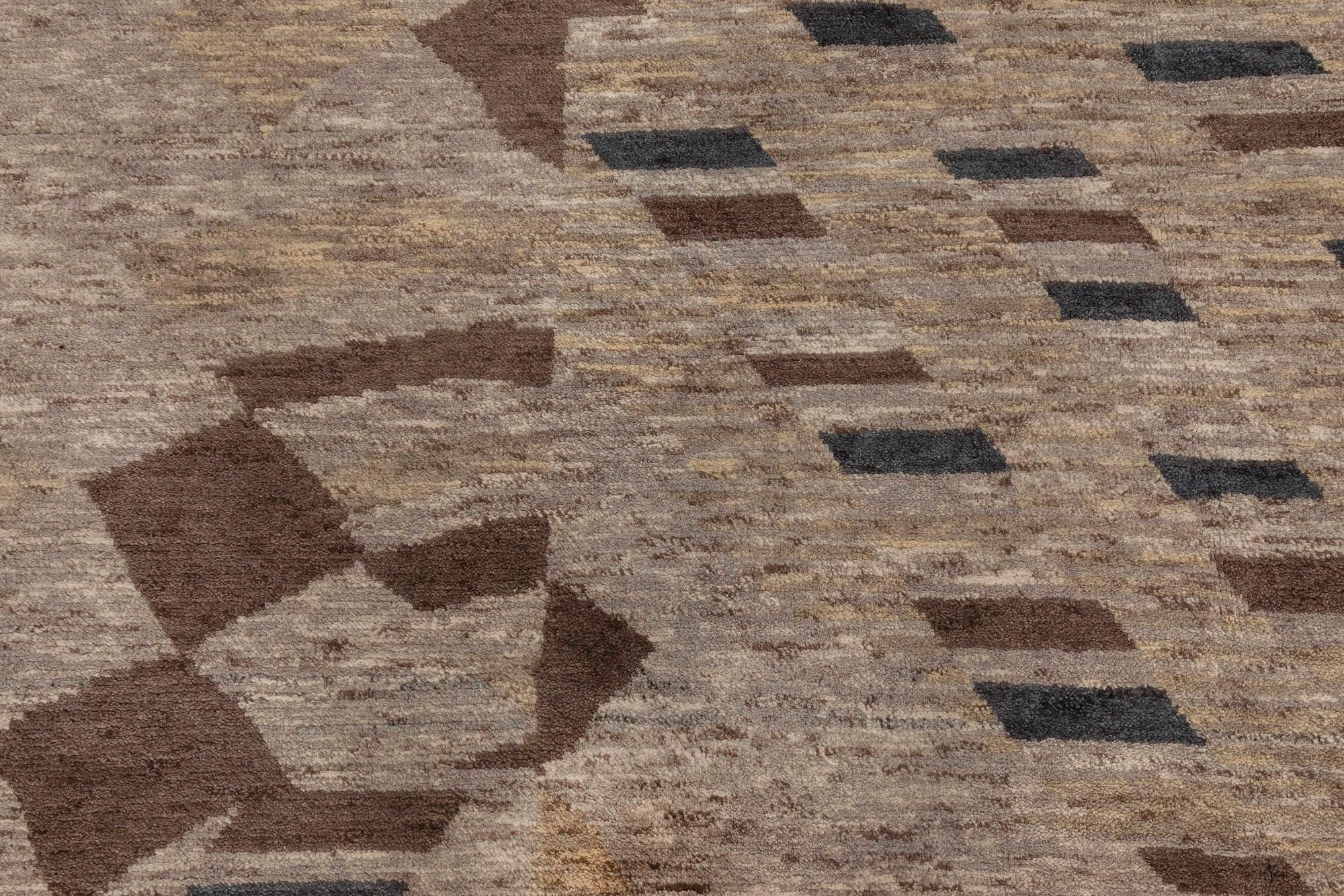 Zeitgenössischer handgefertigter Wollteppich in abstraktem Design von Doris Leslie Blau (Moderne) im Angebot