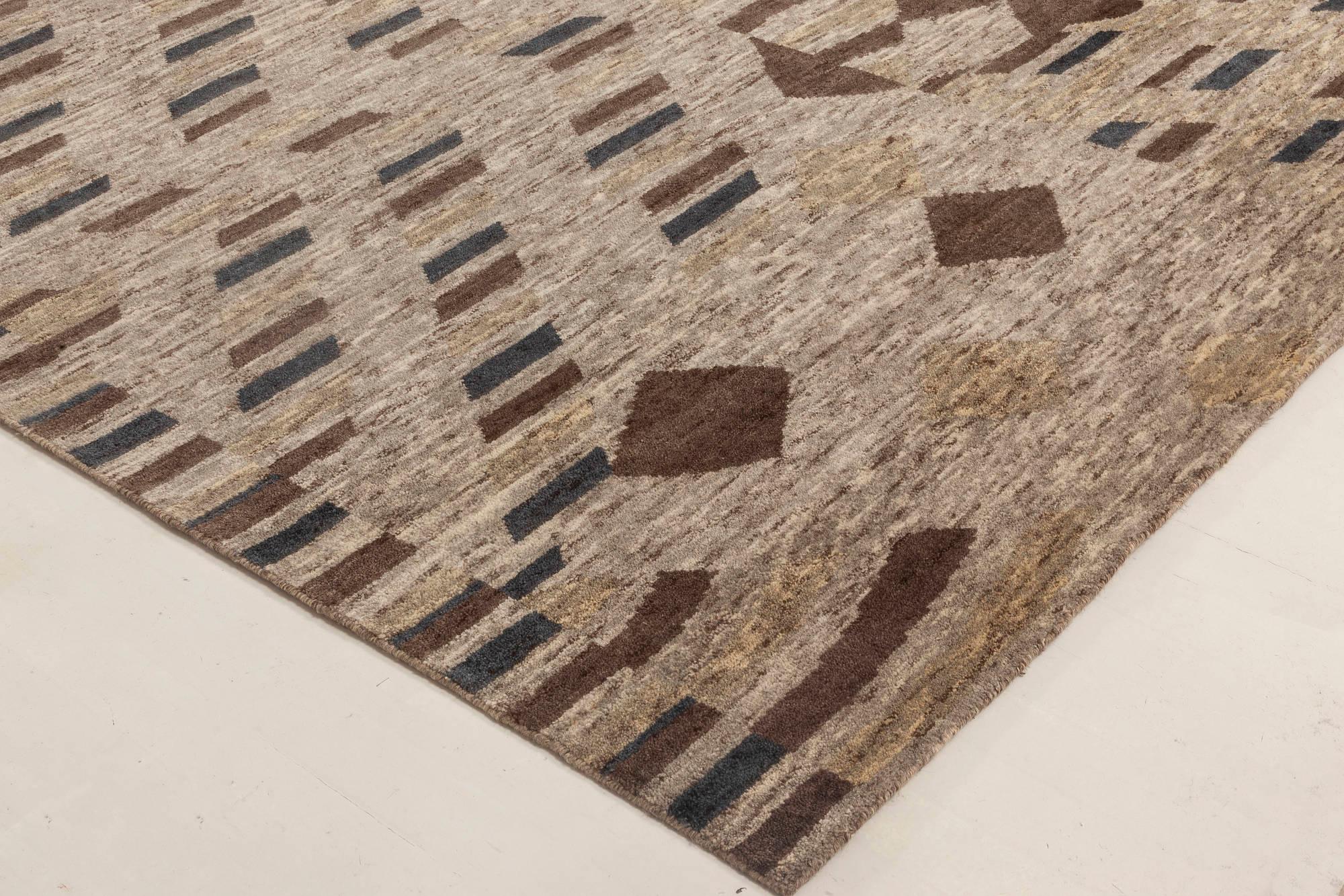 Zeitgenössischer handgefertigter Wollteppich in abstraktem Design von Doris Leslie Blau (Handgeknüpft) im Angebot