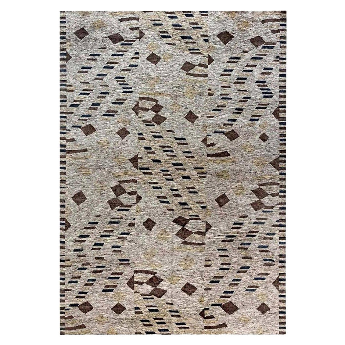 Contemporary Abstract Design Handmade Wool Rug by Doris Leslie Blau For Sale