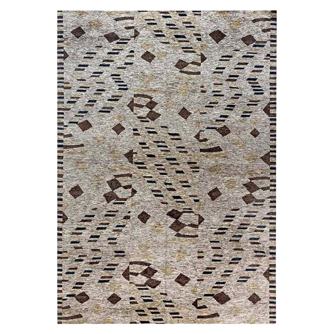 Zeitgenössischer handgefertigter Wollteppich in abstraktem Design von Doris Leslie Blau