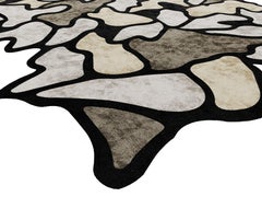 Modern Abstract Design Rug With Organic Shape In Neutral Colors Lyocell & Wood