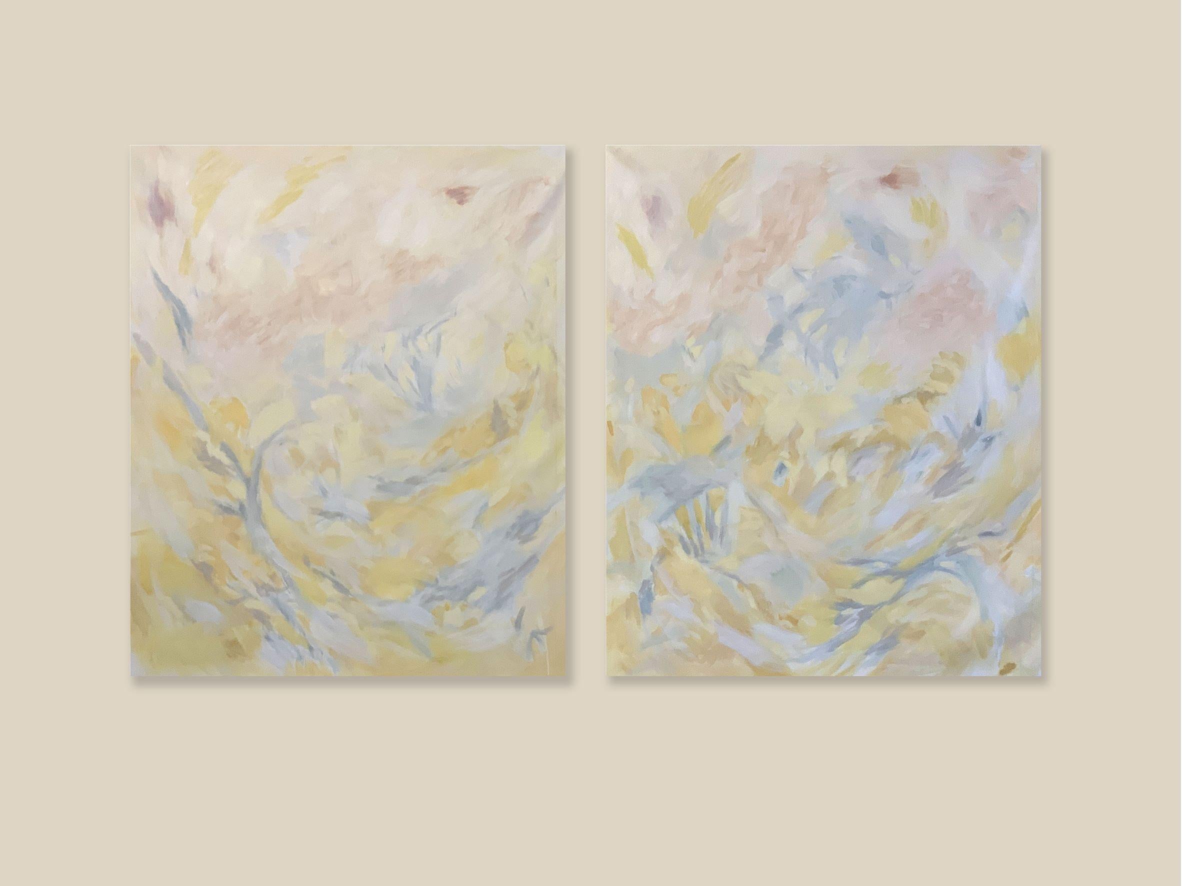 Contemporary Abstract Diptych in Oil on Canvas In New Condition For Sale In Brooklyn, NY