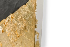 Dipinto astratto a dittico "Stardust", foglia d'oro su tela nera, 72x96