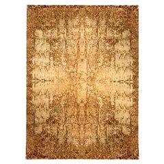 Zeitgenössischer, abstrakter, handgefertigter Teppich aus Wolle in Gold und Beige von Doris Leslie Blau