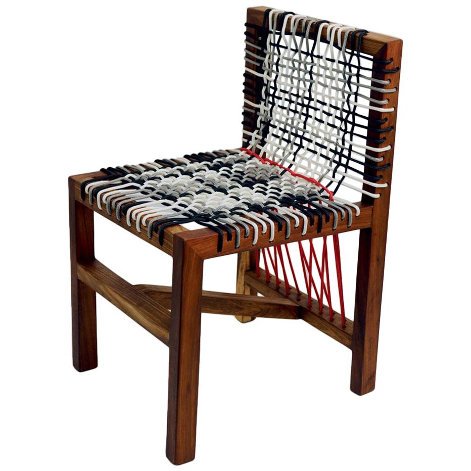 Contemporary Abstract Expression Chair in Kiaat Wood and Oiled Finish with Nylon For Sale