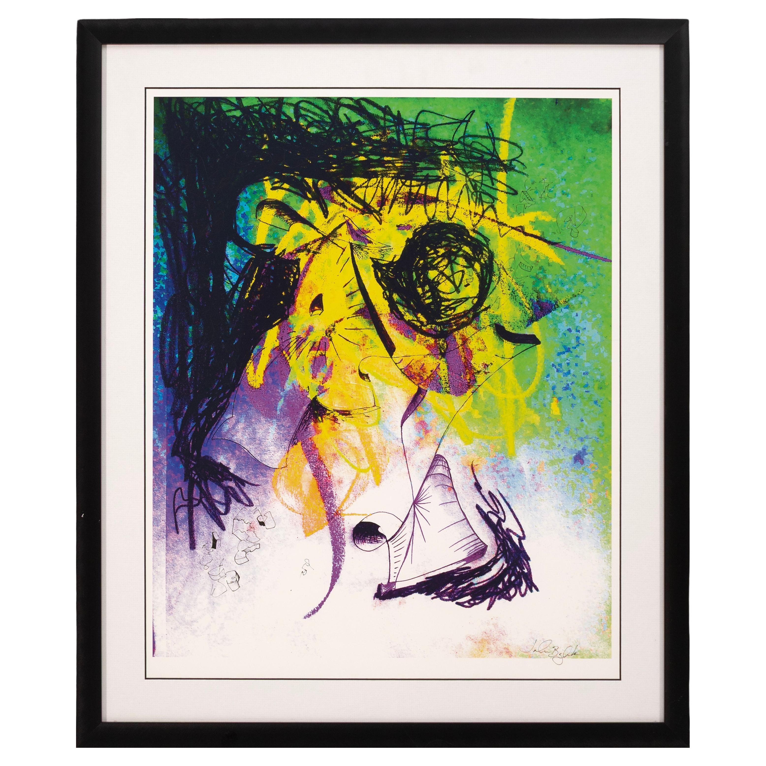 Contemporary Abstract Expressionist Mixed-Media on Paper Signed John B Framed