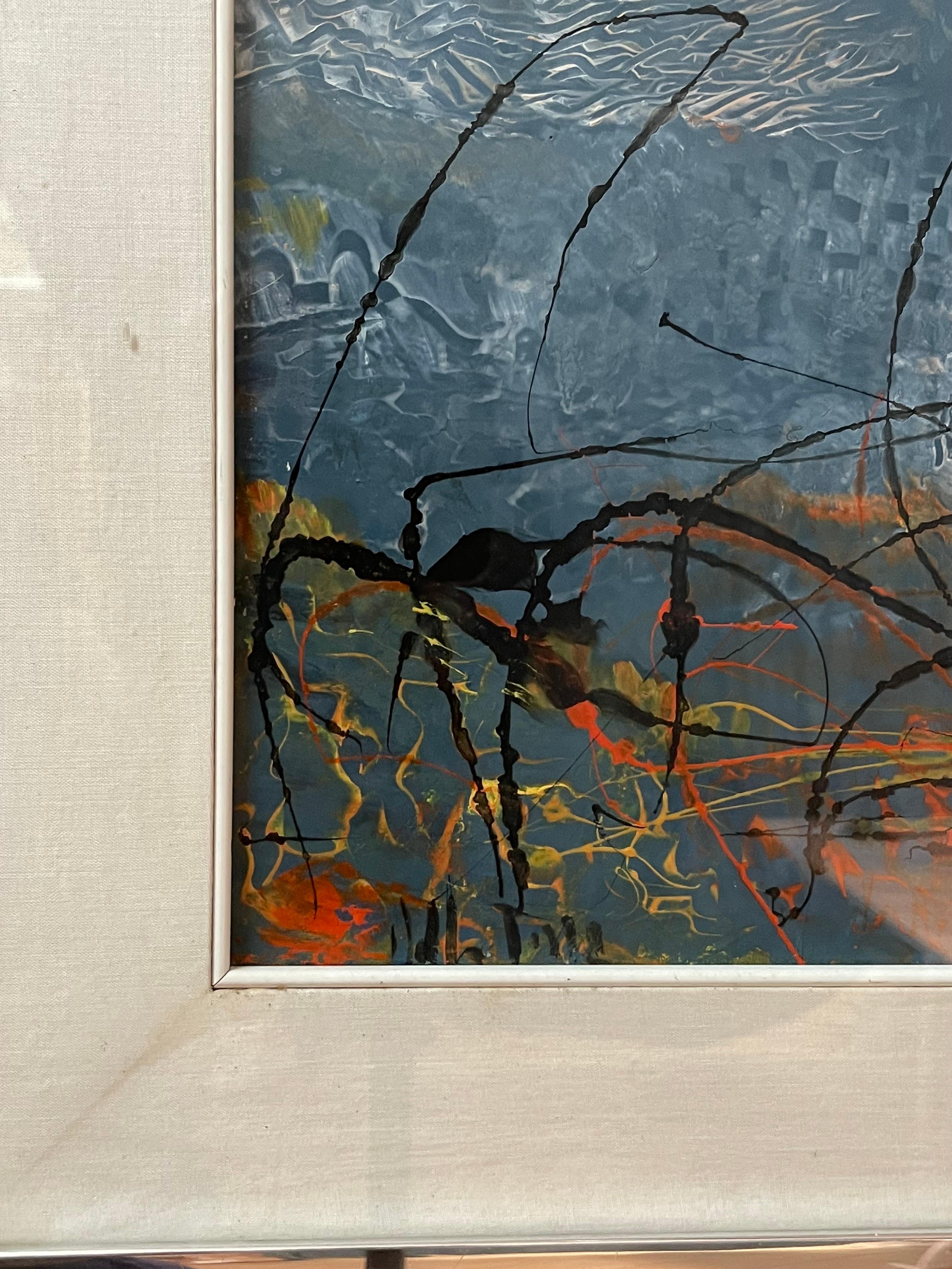 Zeitgenössisches abstraktes Gemälde im Georges Mathieu-Stil (Ende des 20. Jahrhunderts) im Angebot