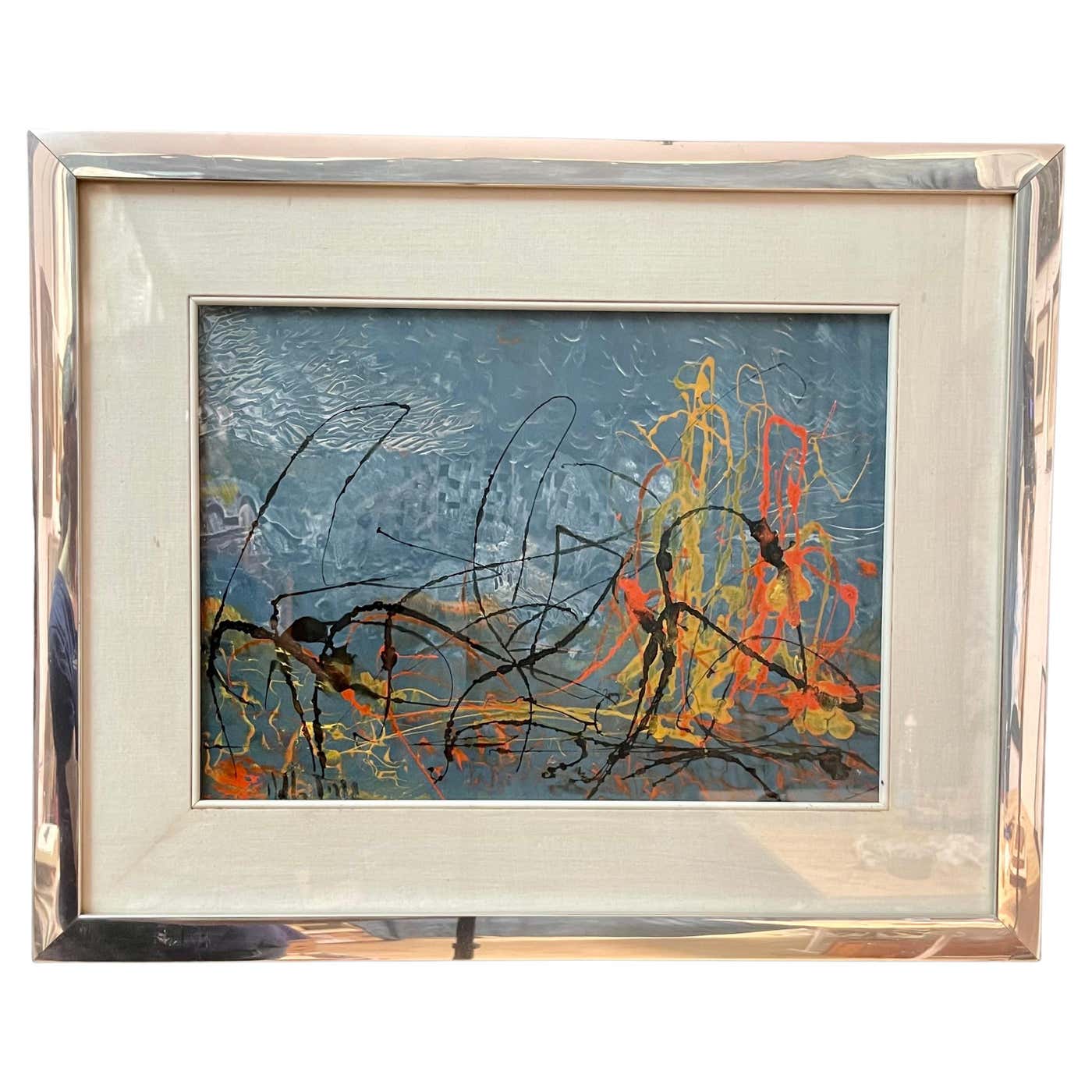 Contemporary Abstract Georges Mathieu Style Painting For Sale at 1stDibs