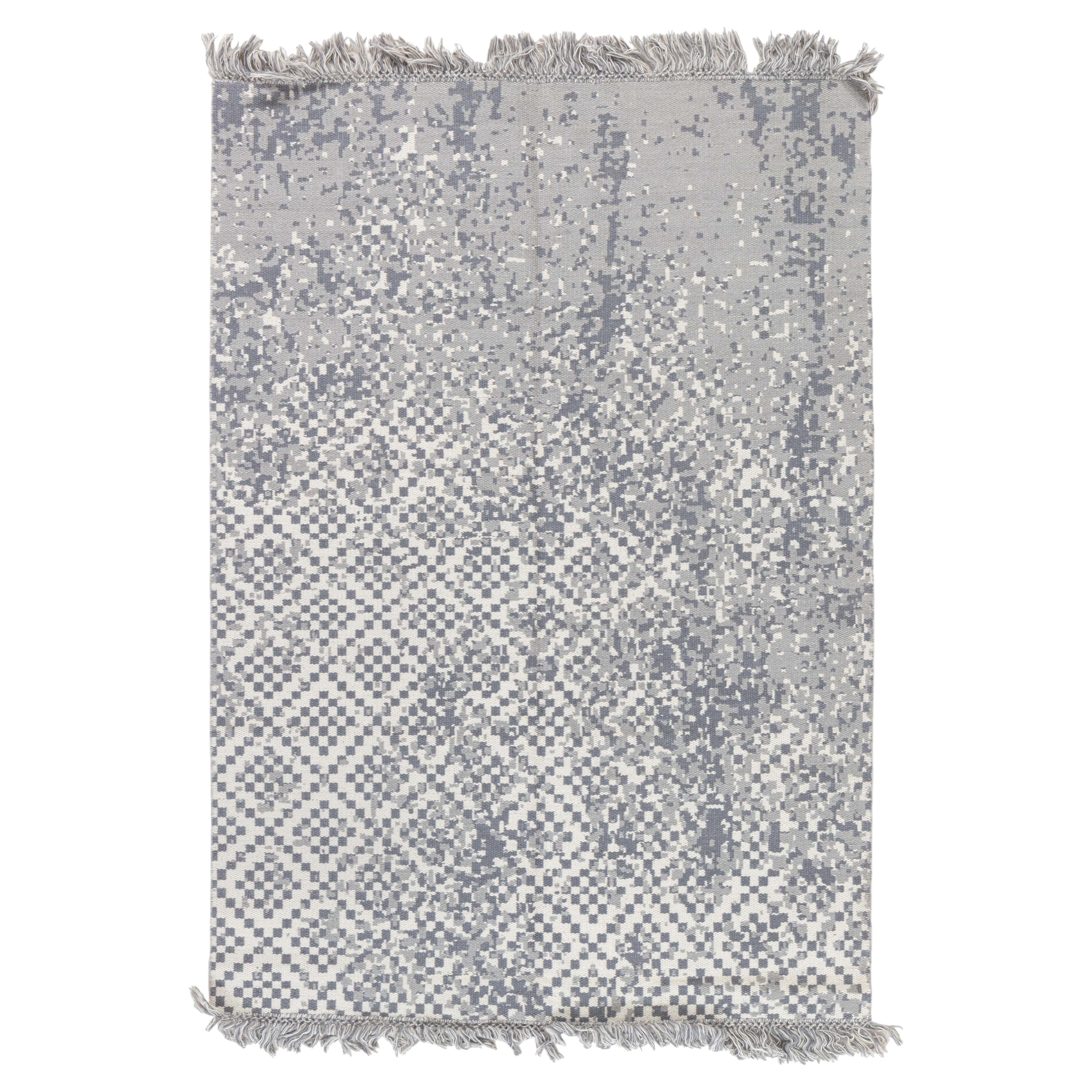 Contemporary Abstract Gray Flatweave Carpet "Diamond Fade" by Doris Leslie Blau