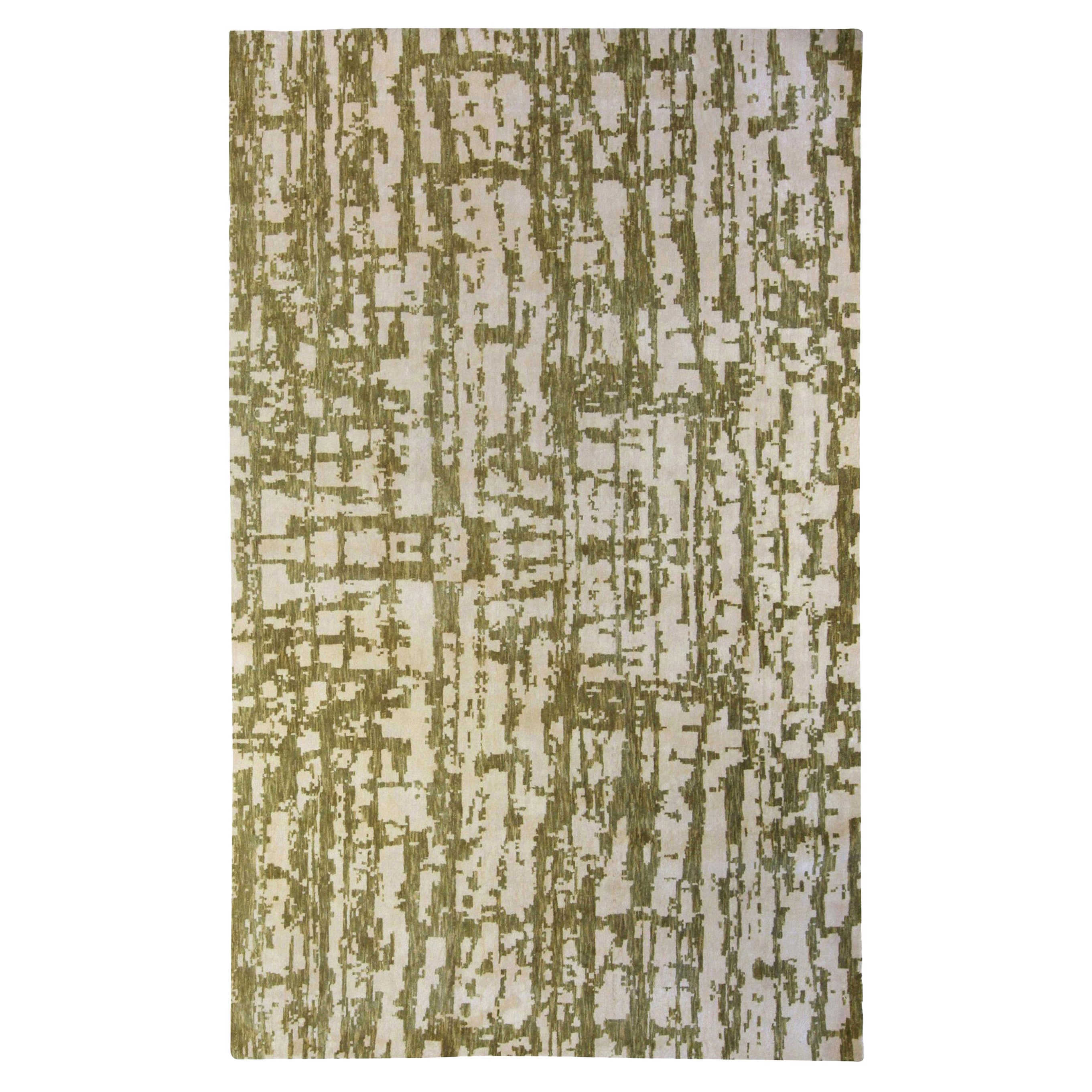 PRUNIFERA Hand Knotted Contemporary Silk Rug in Beige Taupe Colour by ...