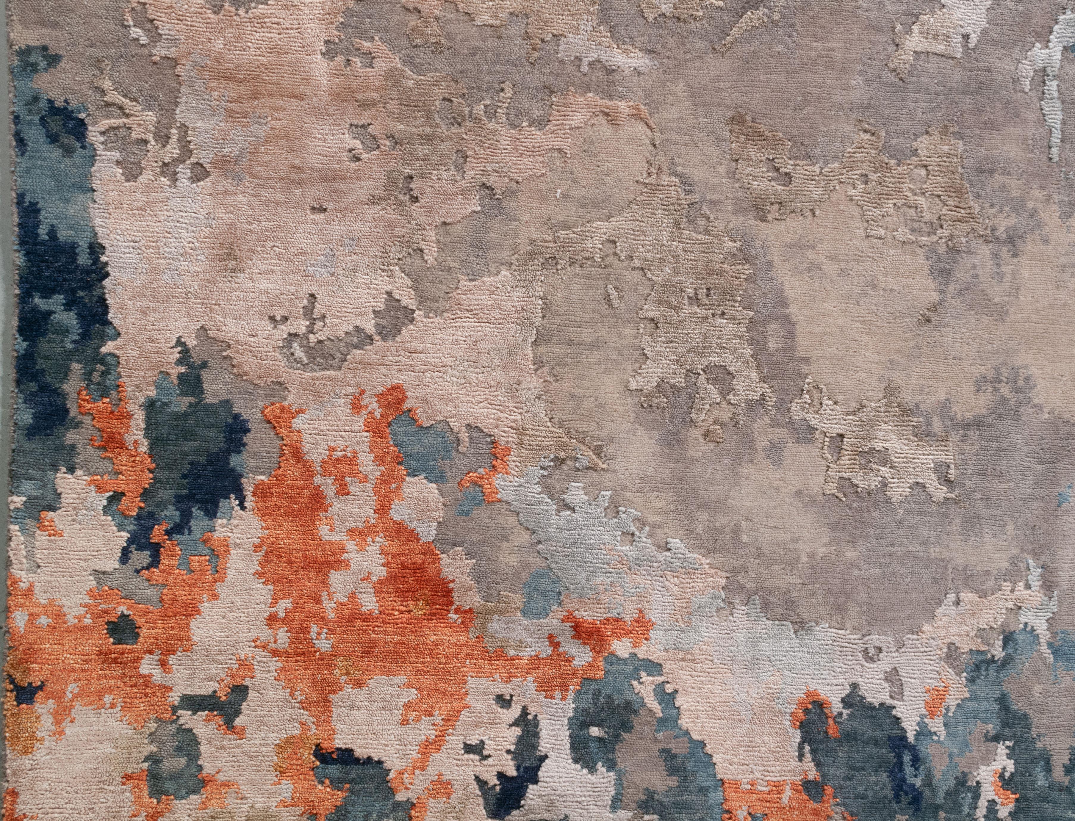 Contemporary Abstract Hand Knotted Wool Collection Dining Room Rug 8' x 10' (21. Jahrhundert und zeitgenössisch) im Angebot