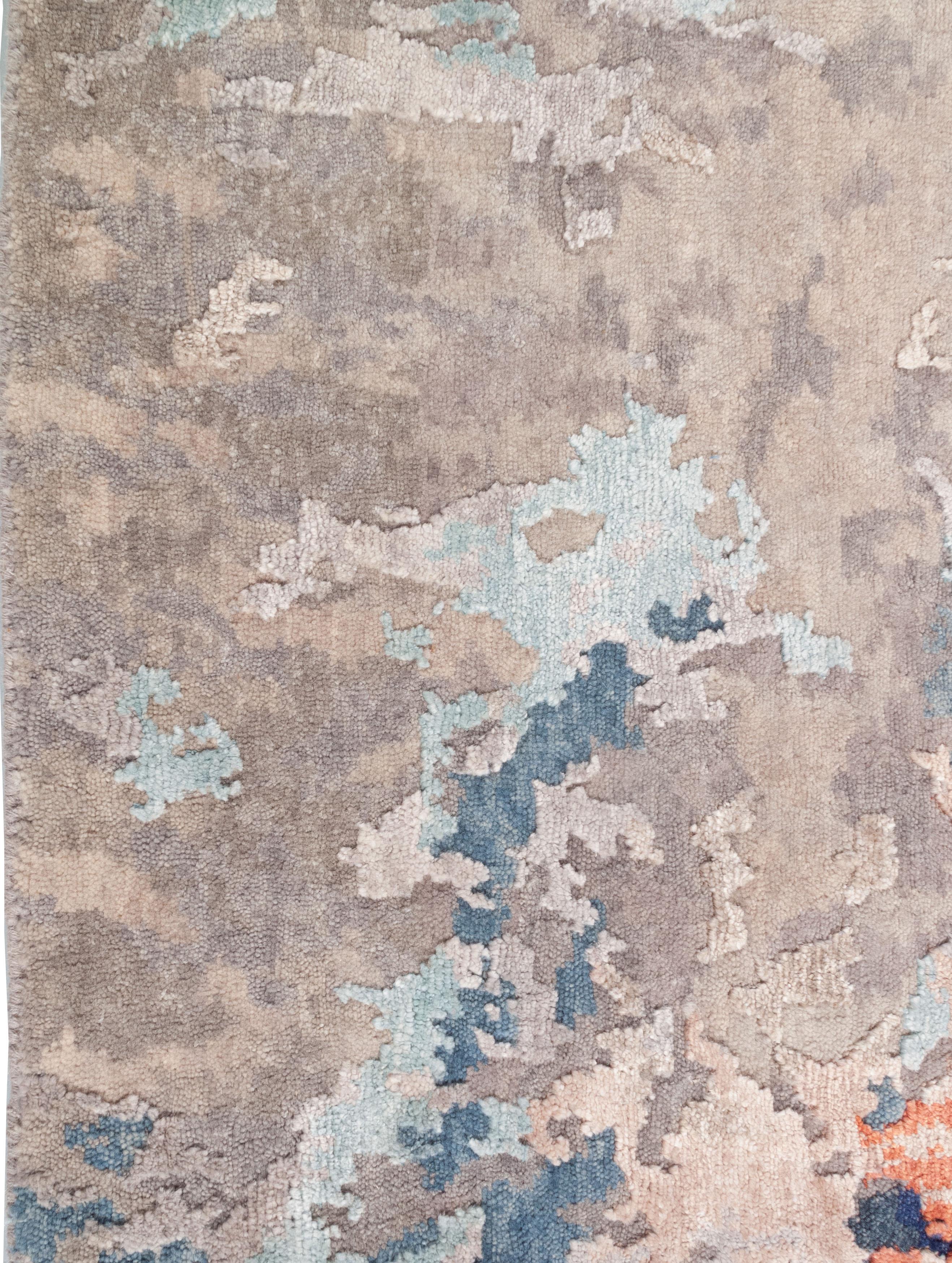 Contemporary Abstract Hand Knotted Wool Collection Dining Room Rug 8' x 10' im Angebot 1