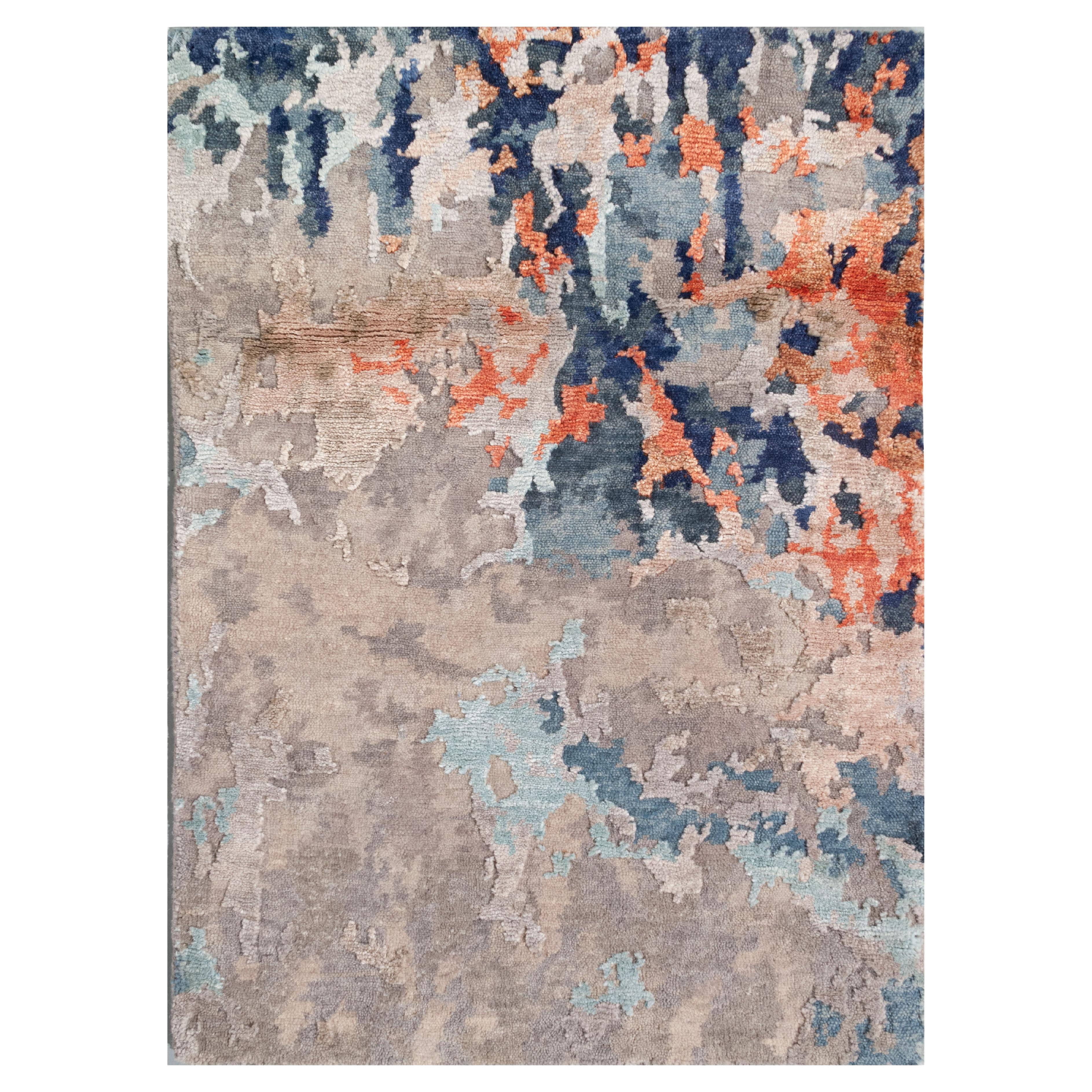 Contemporary Abstract Hand Knotted Wool Collection Dining Room Rug 8' x 10'