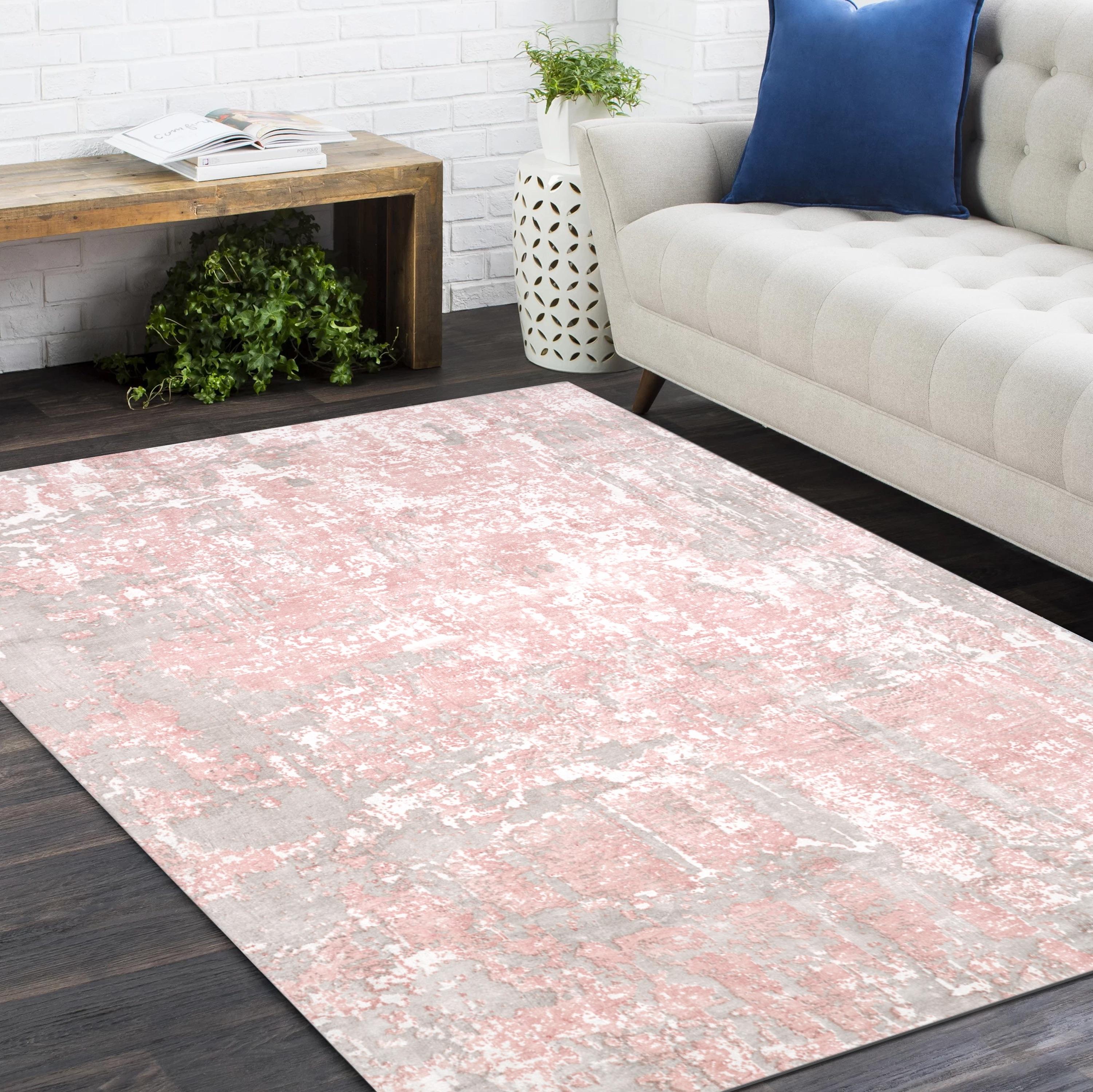 Tappeto astratto contemporaneo Hand Made Rosa 3' 0