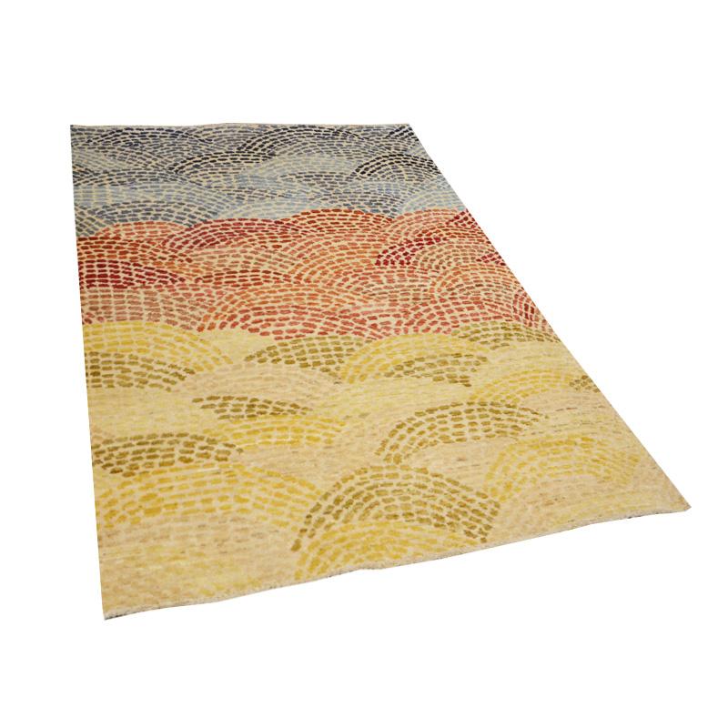 Hand-Woven Contemporary Abstract Handmade Silk and Wool Rug. 3.10 X 2.00 m For Sale