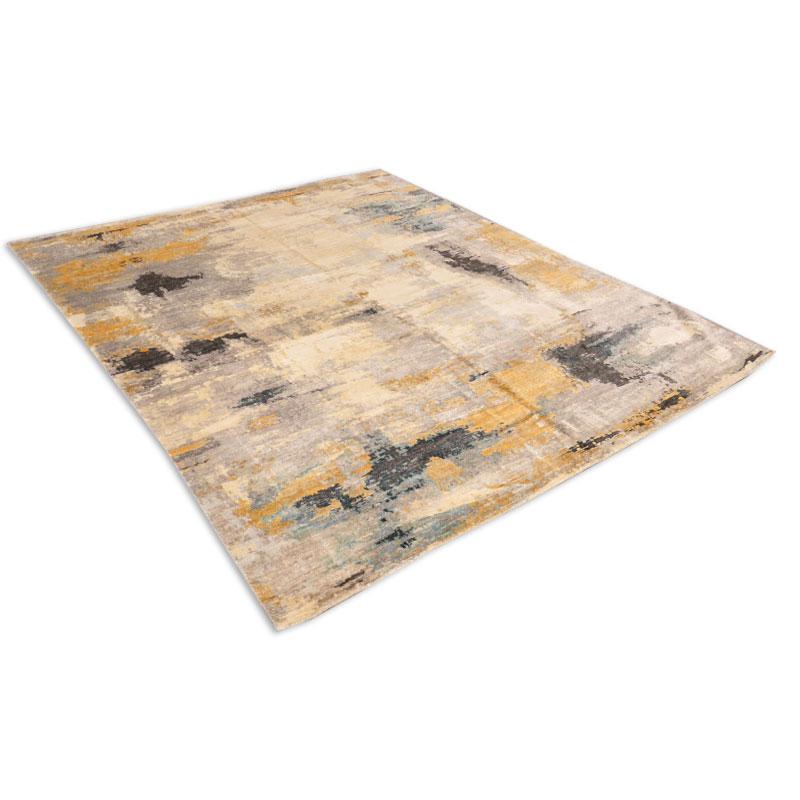 Contemporary Abstract Handmade Silk and Wool Rug In New Condition In MADRID, ES