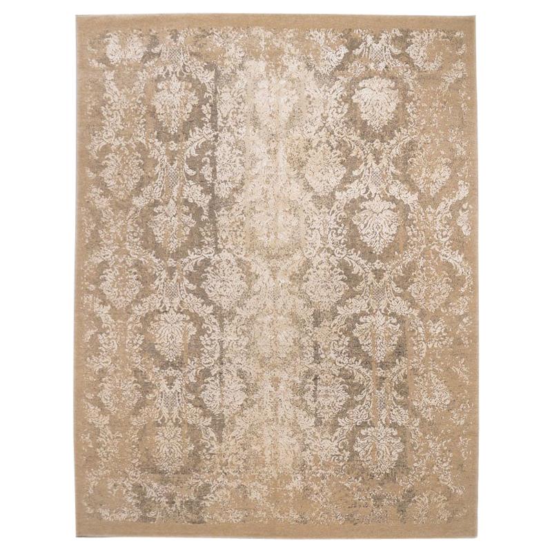 Contemporary Abstract Handmade Silk and Wool Rug