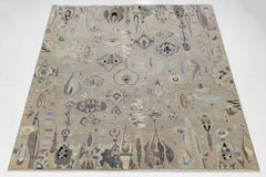 Contemporary Abstract Ikat Style Hand-Knotted Wool Area Rug – Earthy Taupe