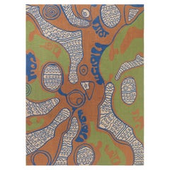 Contemporary Abstract Kilim Flatweave Carpet "Tattoo" By Kim Alexandriuk