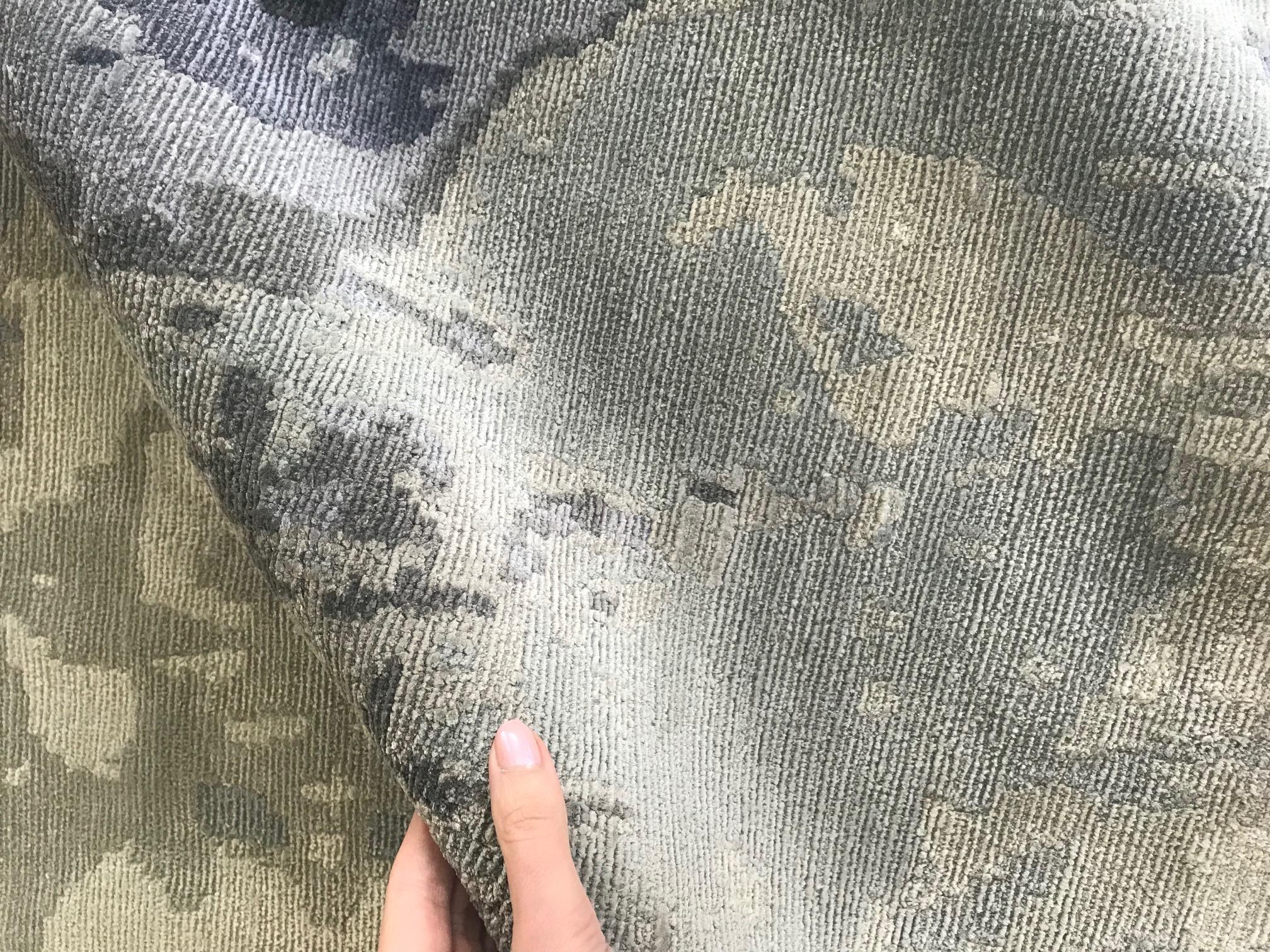 Modern Contemporary Abstract Kusafiri Eskayel Natural Silk Rug by Doris Leslie Blau For Sale