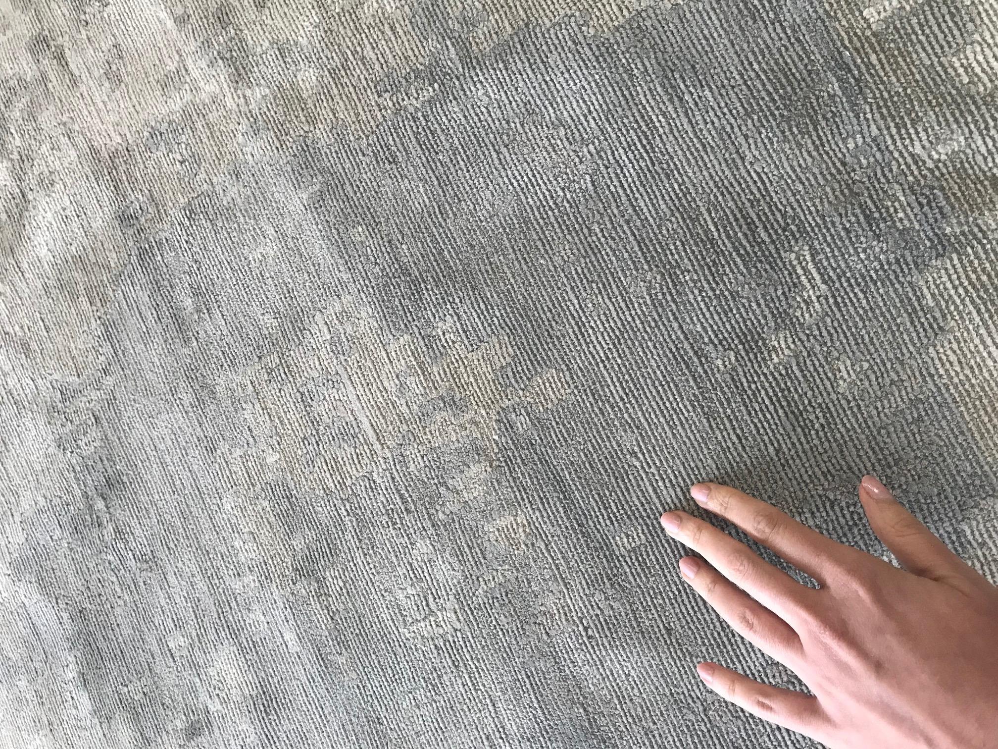 Hand-Knotted Contemporary Abstract Kusafiri Eskayel Natural Silk Rug by Doris Leslie Blau For Sale