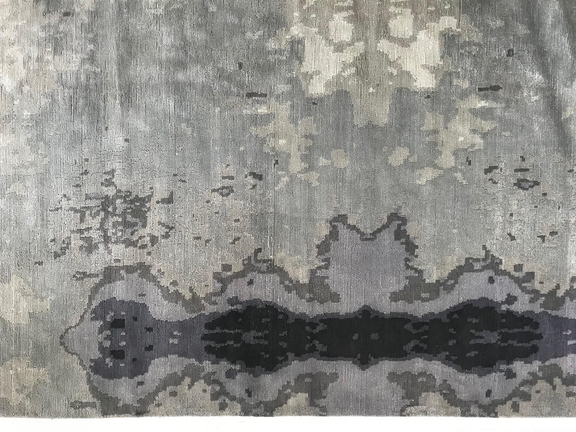 Zeitgenössischer abstrakter Kusafiri Eskayel natürlicher Seidenteppich von Doris Leslie Blau im Angebot 1