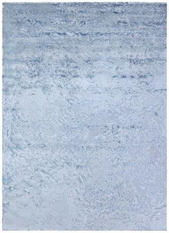 Contemporary Abstract Light Blue Silk Rug "Water" by Doris Leslie Blau