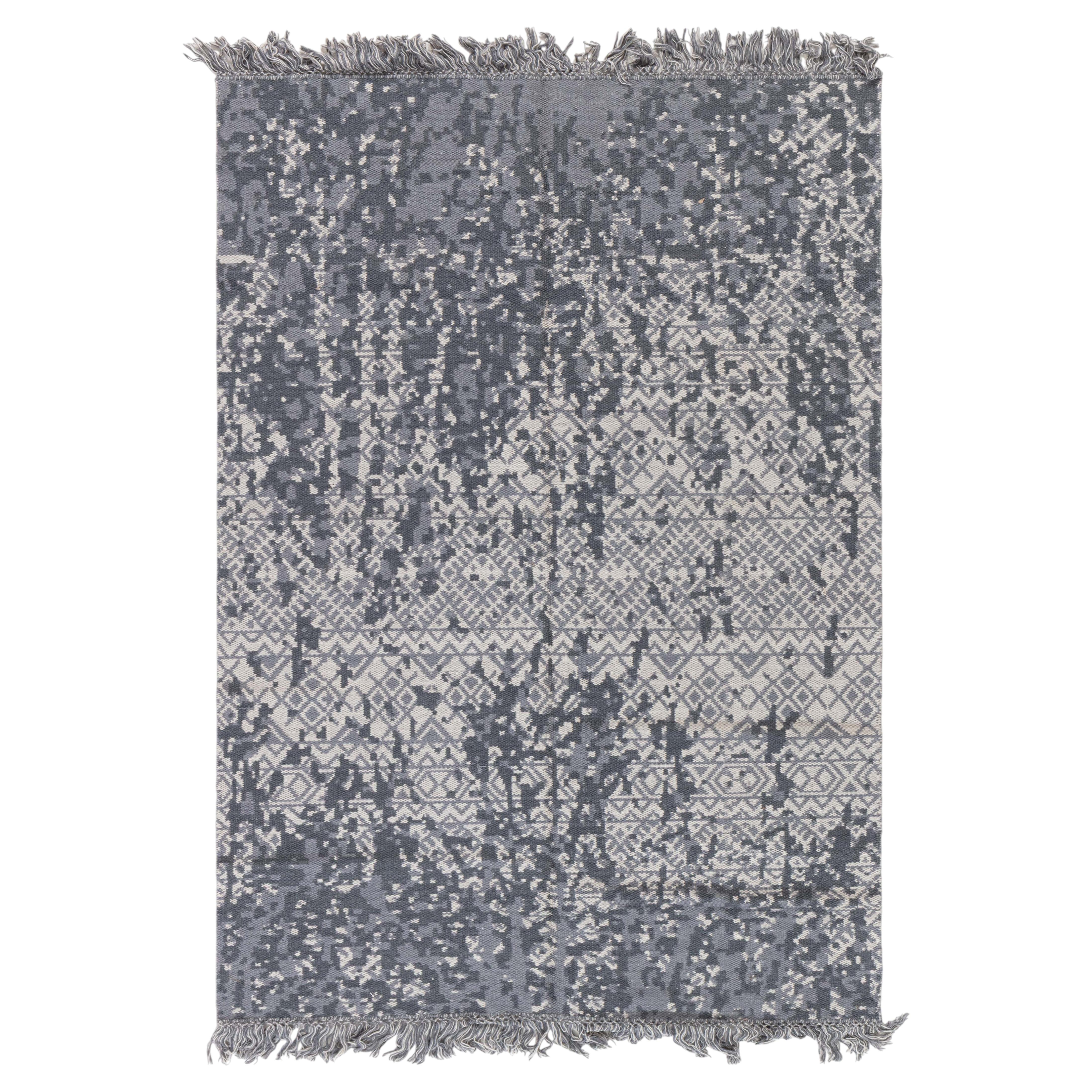 Contemporary Abstract Light Gray Handmade Carpet "Obscura" by Doris Leslie Blau