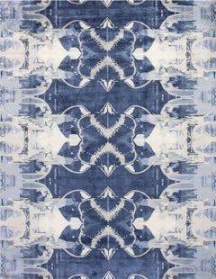 Contemporary Abstract Light Gray Silk Carpet "Blucie" by Doris Leslie Blau