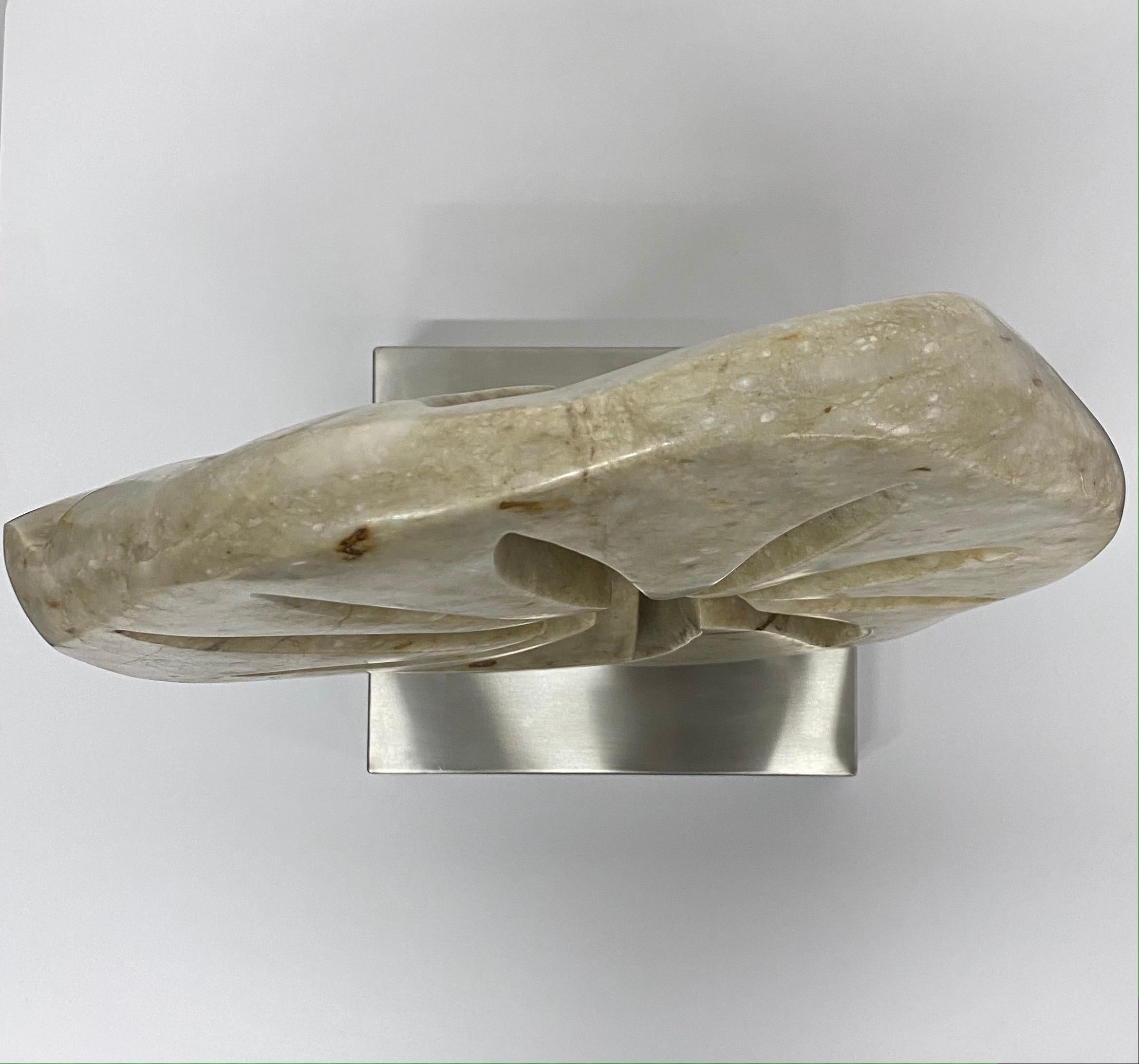 Contemporary Abstract Marble Sculpture on Brushed Steel Base 5