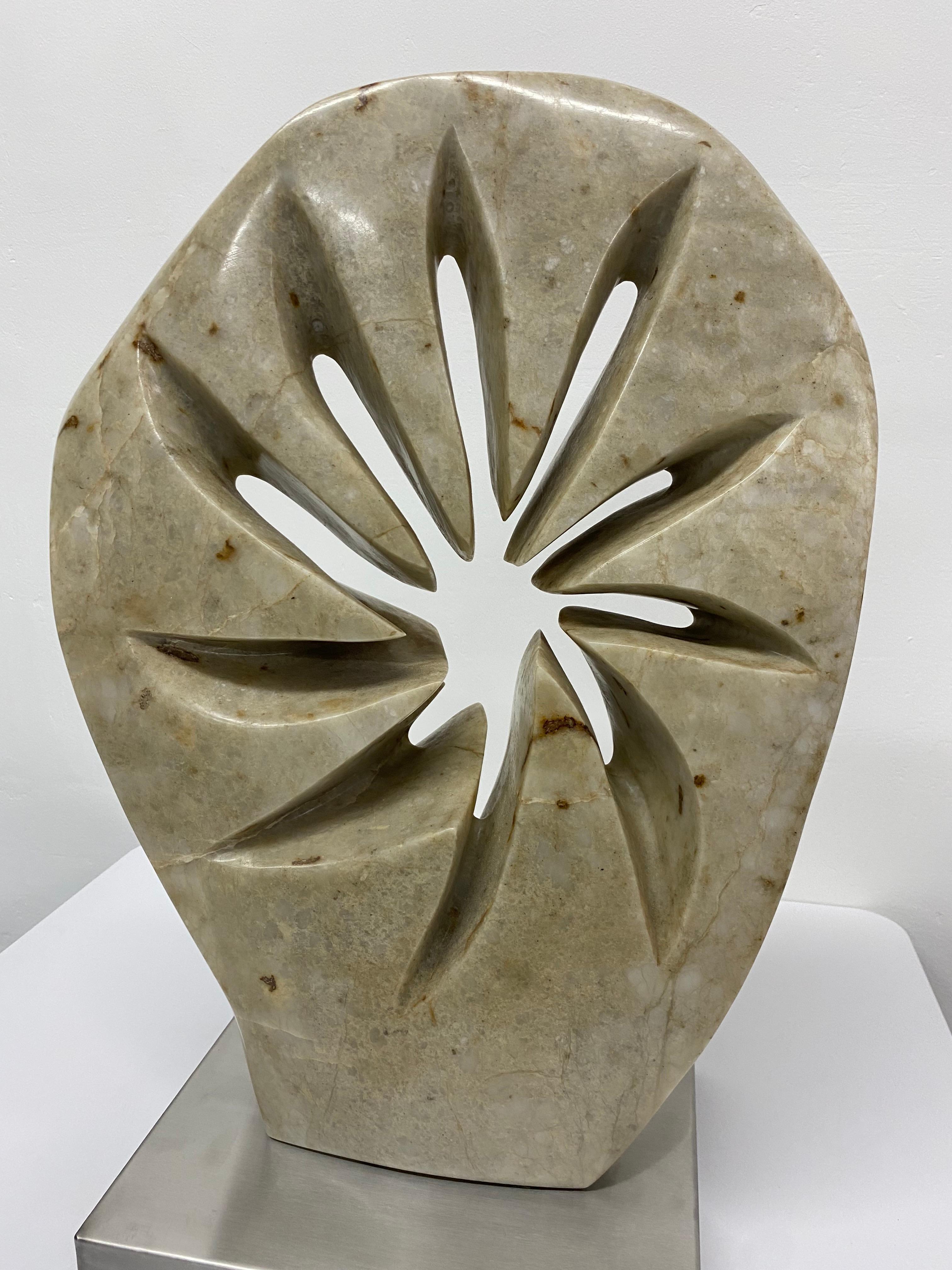 Contemporary Abstract Marble Sculpture on Brushed Steel Base 6