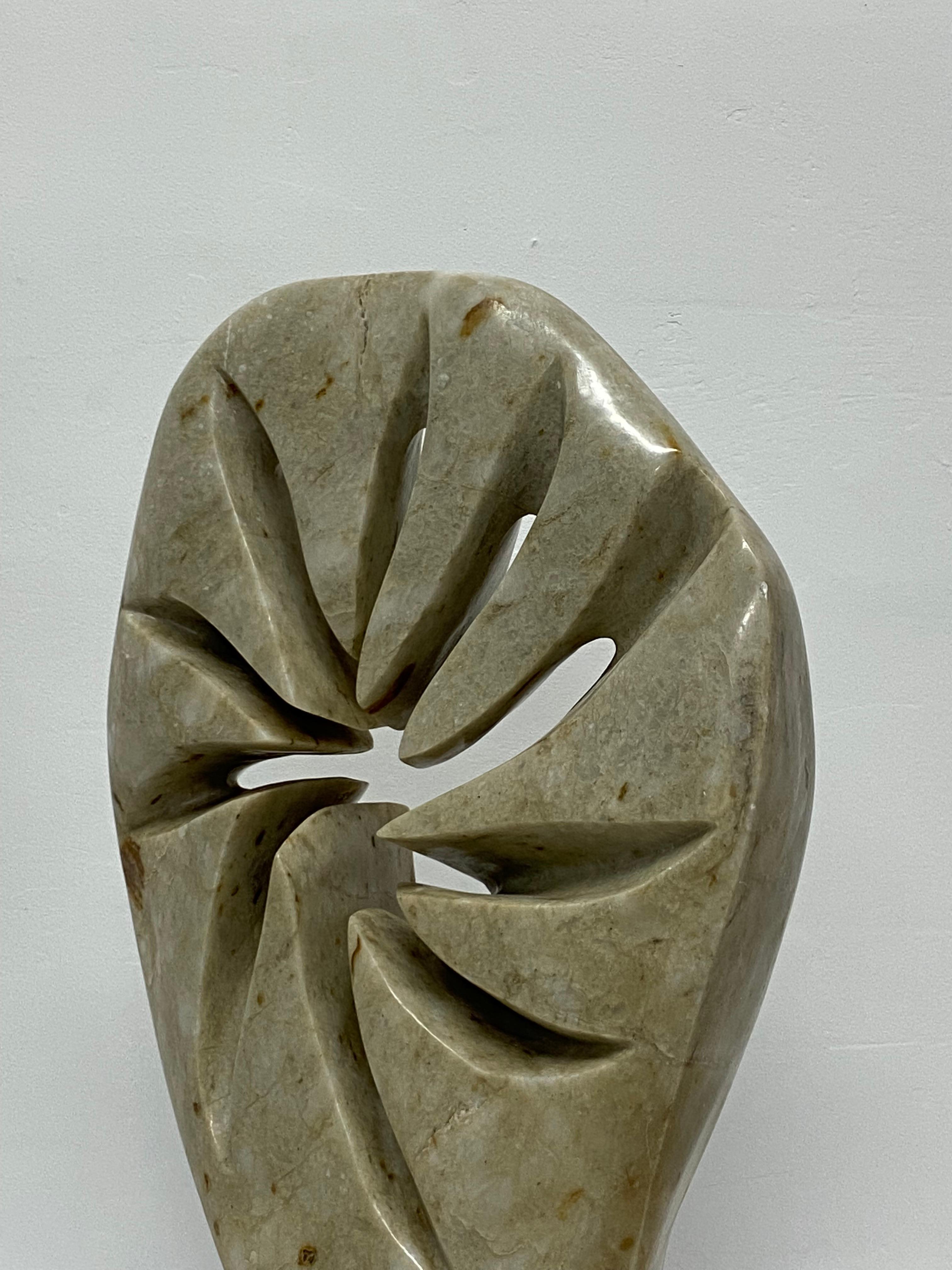 Contemporary Abstract Marble Sculpture on Brushed Steel Base 1