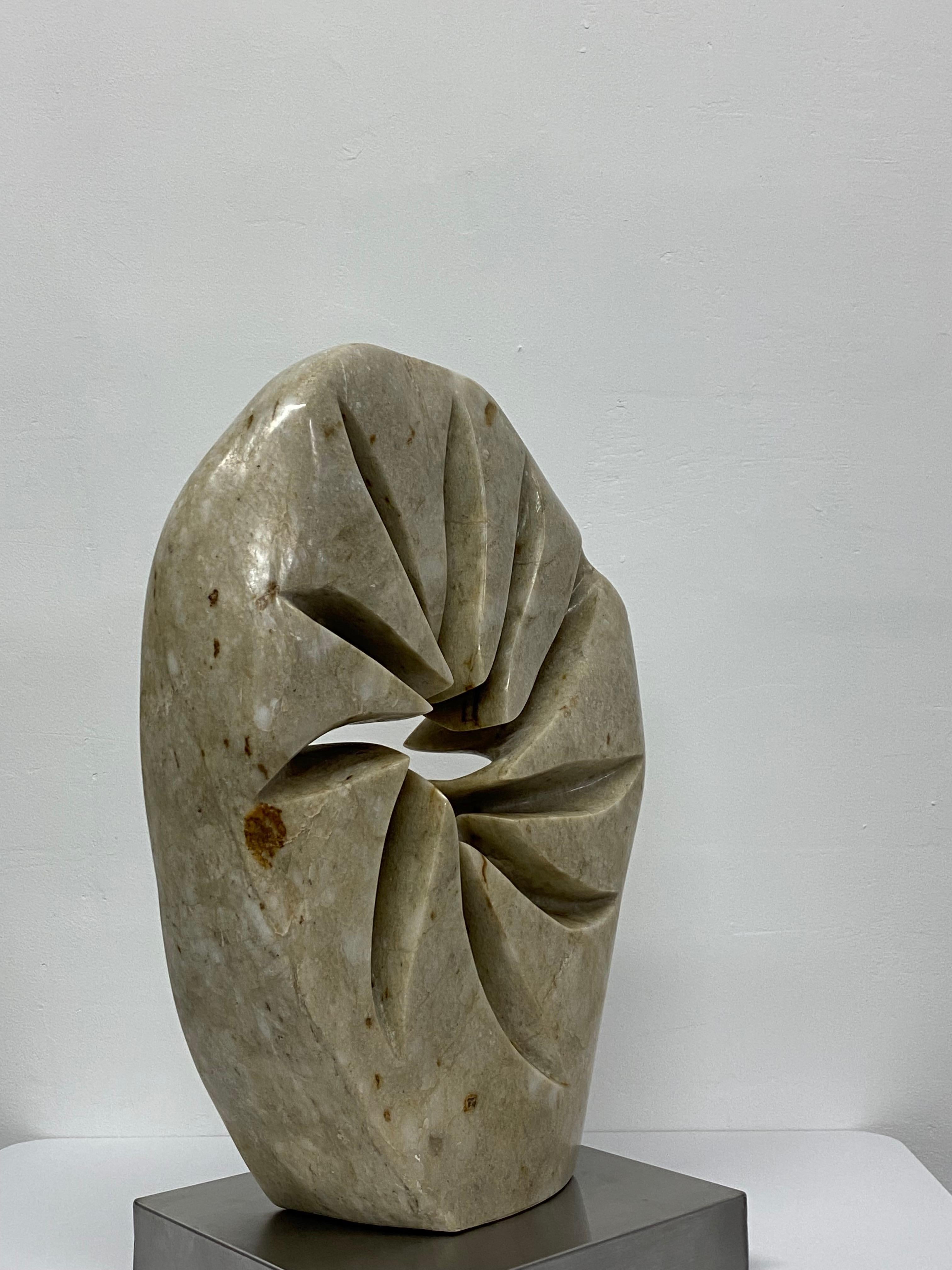 Contemporary Abstract Marble Sculpture on Brushed Steel Base 2
