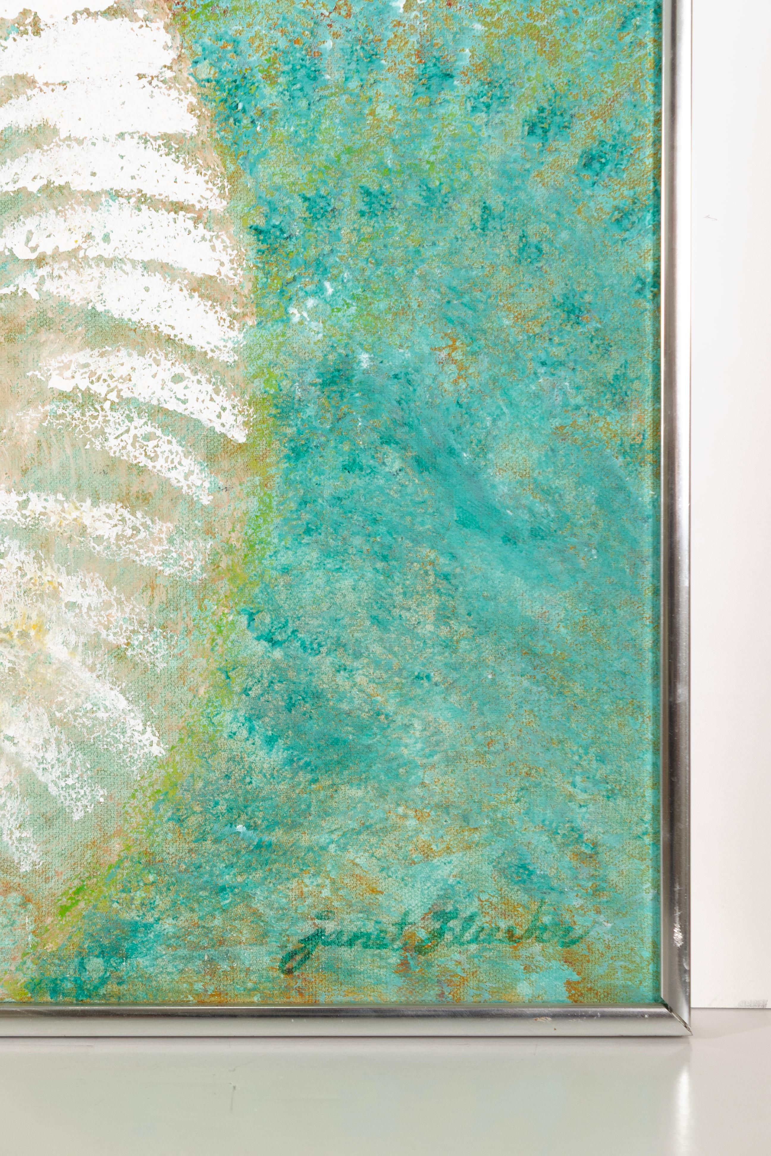 20th Century Contemporary Abstract Minimalist Acrylic Painting on Board Framed Signed Janet For Sale