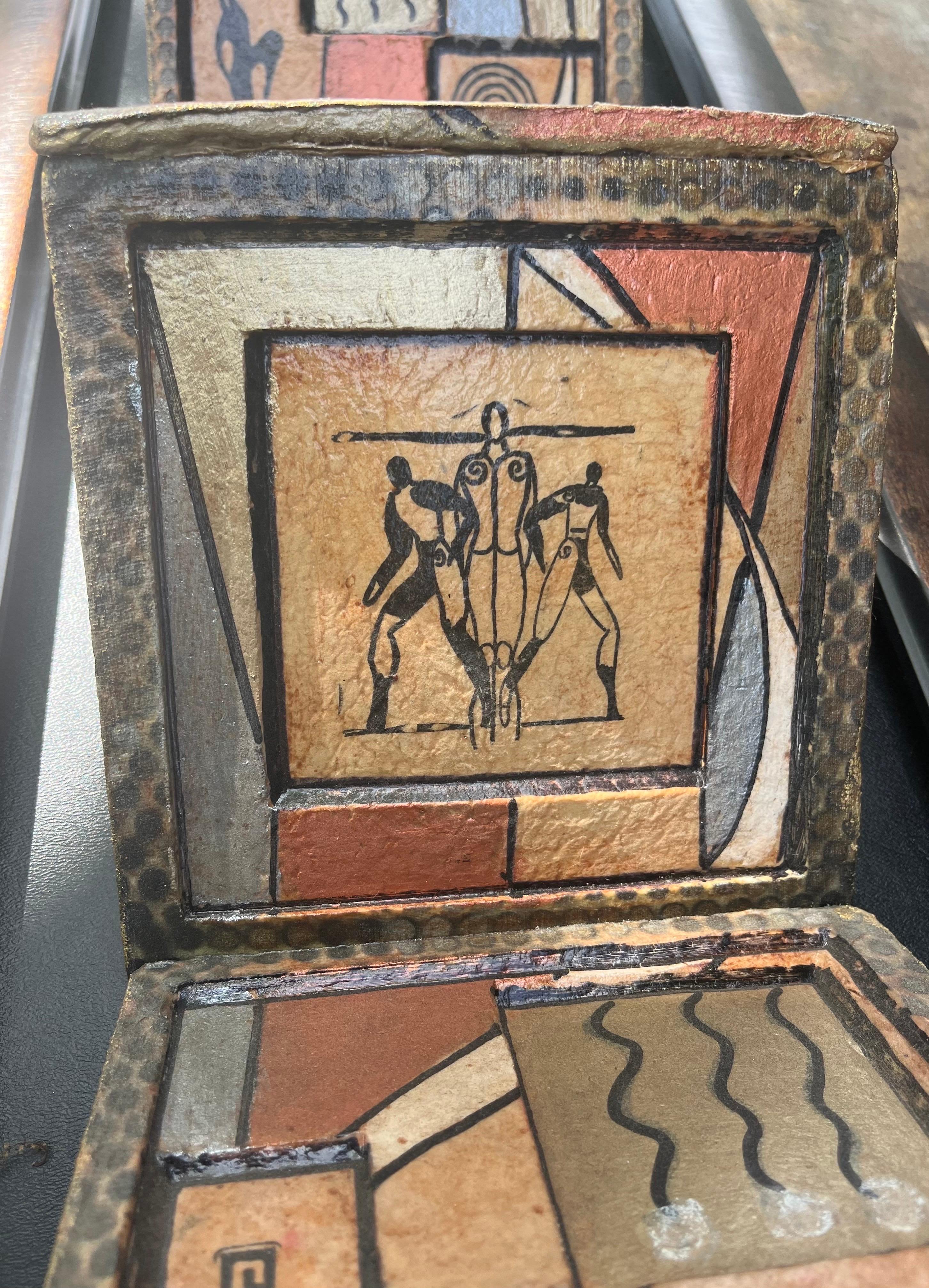 Legno Collage astratto contemporaneo a tecnica mista, carta fatta a mano in vendita