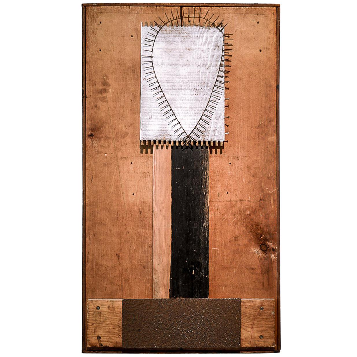 Scultura astratta contemporanea a tecnica mista di Scott Gordon (Radiant Man, 2018)