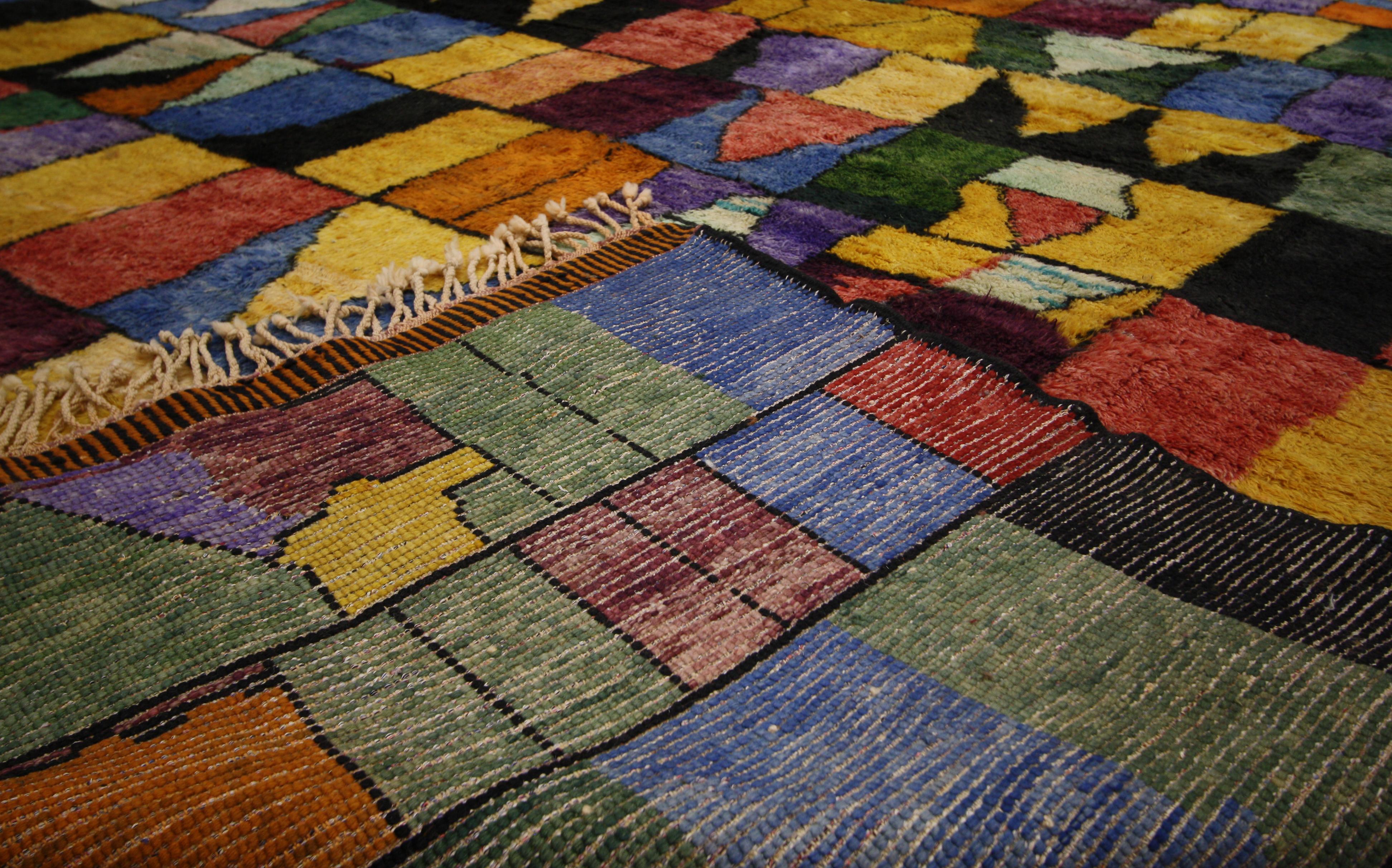 Hand-Knotted Contemporary Bauhaus Moroccan Rug, Cubism and Post-Modern Style after Paul Klee